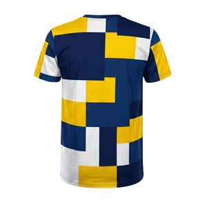 Blue Yellow Geometric Pattern Screen Printed Vintage Pattern Graphic T <b>Shirts</b> Breathable Cotton T <b>Shirt</b> Casual T <b>Shirts</b> - Product Image 2