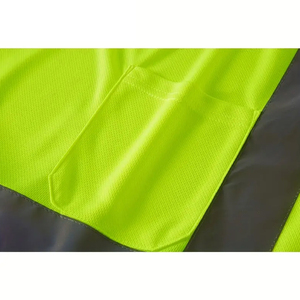 Camiseta de Trabajo de Alta Visibilidad para Hombre, Manga Corta, Verde Neón, Rayas Reflectantes Negras, Material de Poliéster, Camisa Fluorescente - Product Image 3