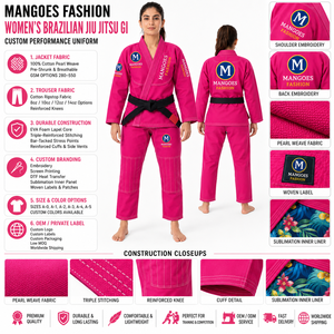 MANGOES FASHION - Uniforme de Jiu Jitsu Rosa Unisex, 380 g, Algodón, Absorbente de Humedad, Costuras Reforzadas, Transpirable, Ropa de Entrenamiento para Adultos - Product Image 6
