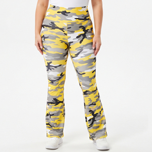 Wholesale Camouflage Flare Leg Pants <b>Women</b> Workout Wear High Waist Compression Pants Yoga Fitness Flare Pants <b>Women</b> - Product Image 1