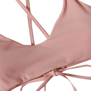 Ensemble bikini 2 pièces sexy pour femme avec logo personnalisé 2026 – Vente en gros de maillots de bain couleur unie personnalisés - Product Image 3