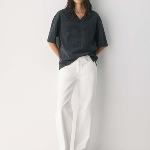 Camiseta Deportiva Negra, Holgada, Talla Grande, 100% Algodón Tejido, Transpirable, Manga Corta, Verano, Unisex, Lavado Ácido - Product Image 3