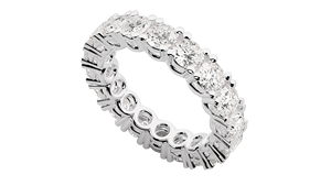 Bague d'éternité de qualité supérieure à coupe ronde, en or massif 14 carats, avec diamant de laboratoire, pour mariage, fiançailles, personnalisable - Product Image 1