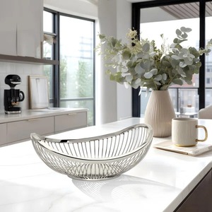 Minimalist Metal Wire Bowl Polished Finish For Fruit And Snacks Home <b>Decor</b> Dishwasher Safe Home <b>Decor</b> - Product Image 1