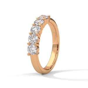 Anillo de Boda en Oro Rosa con Diamantes de Corte Esmeralda Cultivados en Laboratorio, Joyería Fina Apilable y Delgada, Regalo de Lujo para Uso Diario - Product Image 2