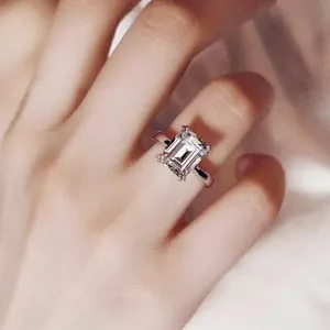 Princess Cut Moissanite Engagement <b>Ring</b> 925 Sterling <b>Silver</b> <b>Solitaire</b> <b>Ring</b> Classic Luxury Diamond Look Bridal Jewelry - Product Image 5