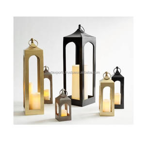 Linterna de vela de lujo moderna de hierro negro mate contemporáneo, decoración de Mesa para el hogar, oficina, restaurante o sala de estar - Product Image 5