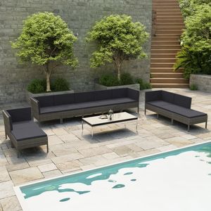 Set di Mobili da Giardino in Polyrattan Grigio con Struttura in Acciaio Verniciato a Polvere e Materiale in Poliestere - Product Image 1