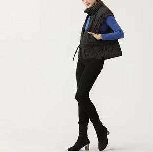 Tendance élégant imprimé floral hiver imperméable col haut gilet bouffant avec fermeture éclair avant complète veste pour femme - Product Image 5