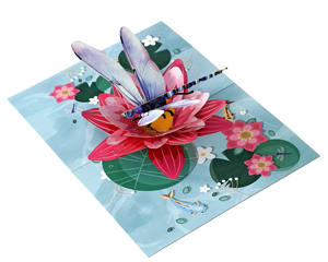 Tarjeta de Agradecimiento 3D Pop-Up Hecha a Mano con Diseño de Libélula y Papel Artístico Recortado para Regalos Empresariales - Product Image 4