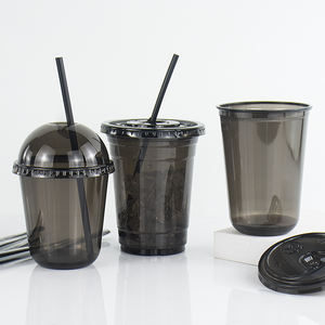 Gobelet à café glacé jetable en plastique transparent <span class=keywords><strong>noir</strong></span> PET de 12 oz, 16 oz, 22 oz avec couvercles, imprimé avec un logo personnalisé - Product Image 2