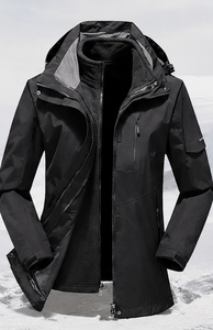 Veste de ski unisexe d'hiver à capuche, imperméable, respirante, doublée de polaire, 100% polyester, 10 000 mm, veste de sport d'hiver pour activités de plein air, noire - Product Image 5