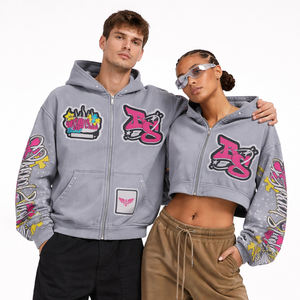 Conjunto de Sudadera con Capucha y Cremallera Personalizada para Hombre y Mujer, Estampado de Grafiti, Sudadera Corta y Larga, Chándal Informal, Sudadera Unisex - Product Image 3