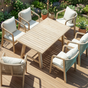 6 seater outdoor dining set or 8 seater garden furniture wood outdoor dining table modern garden set with cushions - Product Image 3