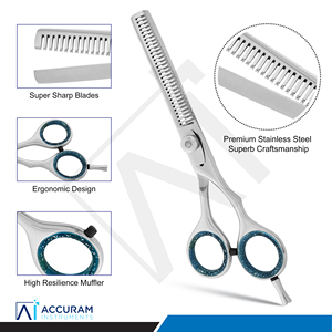 Tijeras de Peluquería Profesionales de Acero Inoxidable Multicolor para Adelgazar el Cabello, con Filo de Cuchilla - Product Image 5