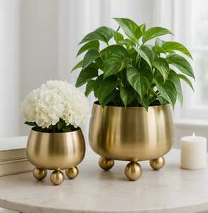 Juego de macetas modernas de estilo estudio con patas de bola, florero decorativo para interiores, regalo de inauguración de casa - Product Image 2