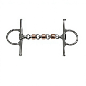 En gros, mors de cheval de haute qualité en acier inoxydable, type snaffle à anneaux lâches, avec rouleaux en cuivre cerise, options personnalisables, gravure laser - Product Image 1
