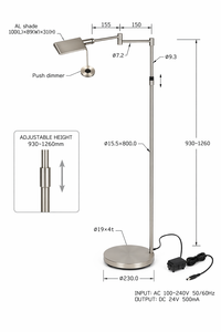 Lampe de sol LED Lumetal T2057B, design minimaliste, hauteur réglable, couleur de la pampille personnalisable, pour hôtel, chambre à coucher, salon, bureau - Product Image 3