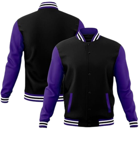 Men's Canvas Varsity <b>Jacket</b> Casual Letterman Baseball Bomber Coat Lightweight Custom OEM ODM Wholesale Front - Product Image 2