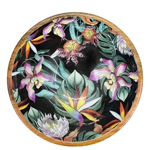 Eco-Friendly for Mango Wood <b>Enamel</b> Printed Decorative <b>Tray</b> Sustainable Living Accessory - Product Image 4