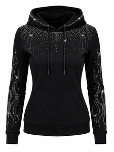 Women's Trendy <b>Rhinestone</b> Hoodie Sparkling Crystal Hooded Sweatshirt Long Sleeve Casual <b>Jacket</b> for Women <b>Rhinestone</b> Hoodie - Product Image 1