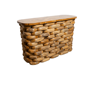 ARTERRA Luxury Pebble Stack <b>Console</b> Coffee <b>Table</b> Living Room Furniture Handmade Teak Wood Modern <b>Rustic</b> Design CS-001 - Product Image 1