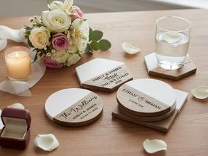 Premium Marble Wood Cup Coaster Set Modern Handmade Drink Holder for Office Home And <b>Bar</b> Counter Decor - Product Image 5