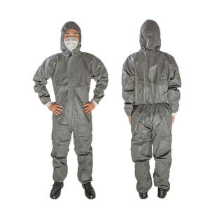 Combinaison de protection grise avec capuche et poignets élastiques pour vêtements de travail de sécurité - Product Image 1