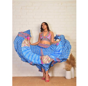 Boho Recycled <b>Silk</b> Sari Flared Long <b>Skirt</b> Comfortable & Anti Wrinkle Floor Length Women <b>Skirt</b> Bulk Export at Wholesale Price - Product Image 1