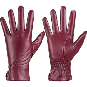Gants de mode pour femmes en cuir PU, longueur poignet, compatibles écran tactile, détection de la pression, doublure en coton respirant et écologique, pour la conduite hivernale - Product Image 1