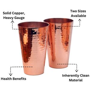 Copper tumbler set deep base design ayurvedic hydration <b>cups</b> eco friendly <b>reusable</b> durable for stable home kitchen use - Product Image 4