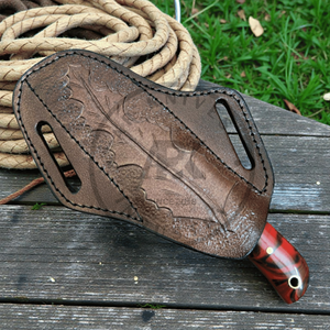 Cuchillo de caza y vaquero de hoja fija de acero de Damasco hecho a mano con punta de gota, tipo Bull Cutter, para exteriores y ranchos, con mango de resina de grado industrial OEM - Product Image 5