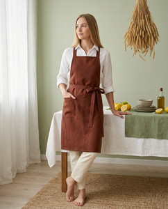 Linen Reusable Eco-Friendly Sleeveless Adjustable Bib <b>Apron</b> with Pocket Washable Breathable for <b>Cooking</b> Gardening Cleaning Daily - Product Image 4