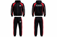 Ensemble de survêtement premium pour homme, hiver, noir et rouge, respirant, léger, avec veste zippée et pantalon de jogging, style streetwear personnalisé