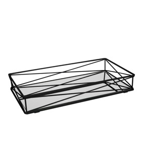 Plateau miroir élégant en fil d'acier inoxydable à motif géométrique, pour articles de toilette de salle d'eau d'invités, accents de décoration intérieure, vaisselle contemporaine et boissons - Product Image 6