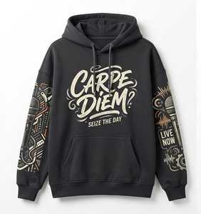 Sweat-shirt à capuche en coton pour homme avec imprimé arbre, coupe classique, décontracté, pour l'automne, en tissu tricoté respirant, avec poche et logo frontal - Product Image 6