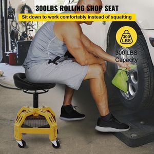Sgabello da Garage Regolabile in Plastica con Ruote, Capacità 300 LBS, Altezza 24-28,7 Pollici, Sedile Girevole a 360° per Meccanici - Product Image 3