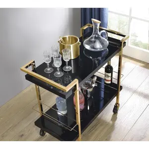 Carrito de Bebidas Metálico Hecho a Mano de Alta Gama, Carrito Metálico Hecho a Mano de Moda para Restaurantes, Chapado, Zahid Exports - Product Image 2