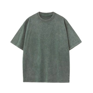Grey Color Men's Oversized Solid Color Short Sleeve T-Shirt O-Neck Washed Cotton Jersey Knitted Printed Vintage Breathable - Product Image 6