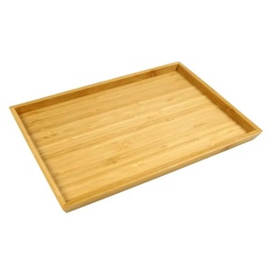 Bandeja Rectangular de Bambú para Servir con Bordes Elevados, Bandeja Ecológica de Madera para Desayuno, Comida, Cocina, Restaurante, Hotel - Product Image 4
