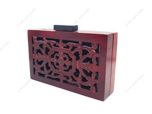 Bolso de Mano de Madera Tallada Artesanal con Adornos para Mujer, Cartera Rígida de Lujo para Fiesta, Boda o Evento Especial - Product Image 2