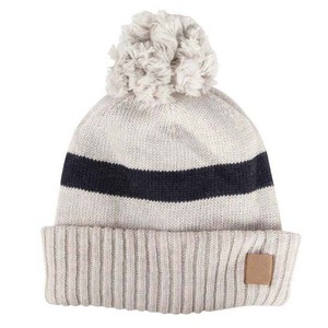 Gorro de punto unisex de invierno con diseño de rayas y pompón, gorro informal para adultos, circunferencia de cabeza de 56-58 cm - Product Image 1