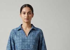 ชุดเดรสผ้าฝ้ายอินเดียพิมพ์ลายบล็อกด้วยมือ ความยาวปานกลาง สำหรับผู้หญิง สวมใส่ได้ทุกฤดู เนื้อผ้านุ่ม ระบายอากาศดี เหมาะสำหรับใช้ในชีวิตประจำวัน เรียบง่าย เป็นธรรมชาติ - Product Image 3