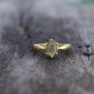 Rutile <b>Quartz</b> <b>Ring</b> Simple Statement Band 925 Sterling Silver 14K Gold Plated Engagement Gift For Women - Product Image 4