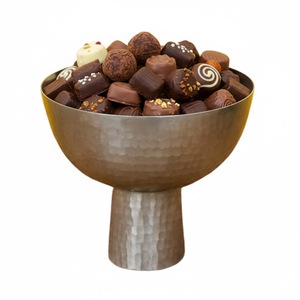 Bol sur piétement en métal argenté martelé, bol à chocolat, décoration d'intérieur, centre de table, plateau de service pour bonbons et desserts, au prix le plus bas - Product Image 4