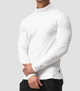 <b>Men's</b> <b>White</b> <b>Turtleneck</b> Pullover Slim Fit Fleece Knitted 100% Cotton Long Sleeve Comfortable Minimalist Winter Wear - Product Image 4