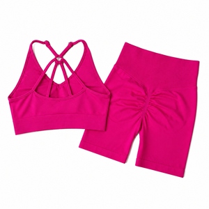 Conjunto de Yoga de Alta Calidad para Mujer, Hecho a Medida, Transpirable, Sin Costuras, Ropa Deportiva para Gimnasio, Shorts Suaves, Sujetador Deportivo, Ropa Activa para Entrenamiento - Product Image 2