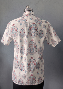 Men's <b>Short</b> <b>Sleeve</b> Printed Paisley Pattern Organic Cotton Woven Beach Shirt Turn-down Collar Summer Breathable - Product Image 5