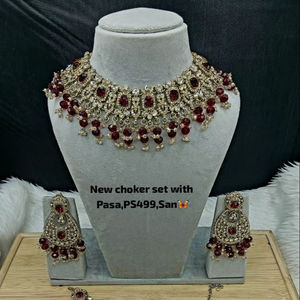 Conjunto de Collar Choker de Lujo Vintage Chapado en Oro Cobre con Perlas y Kundan, Pendientes y Maang Tikka para Mujer, Certificado por Terceros para Compromiso - Product Image 1