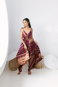 Womens Bohemian Solid Plaid V neck off Shoulder Sleeveless Maxi <b>Dress</b> Cotton Eco Friendly Holiday Celebration - Product Image 3